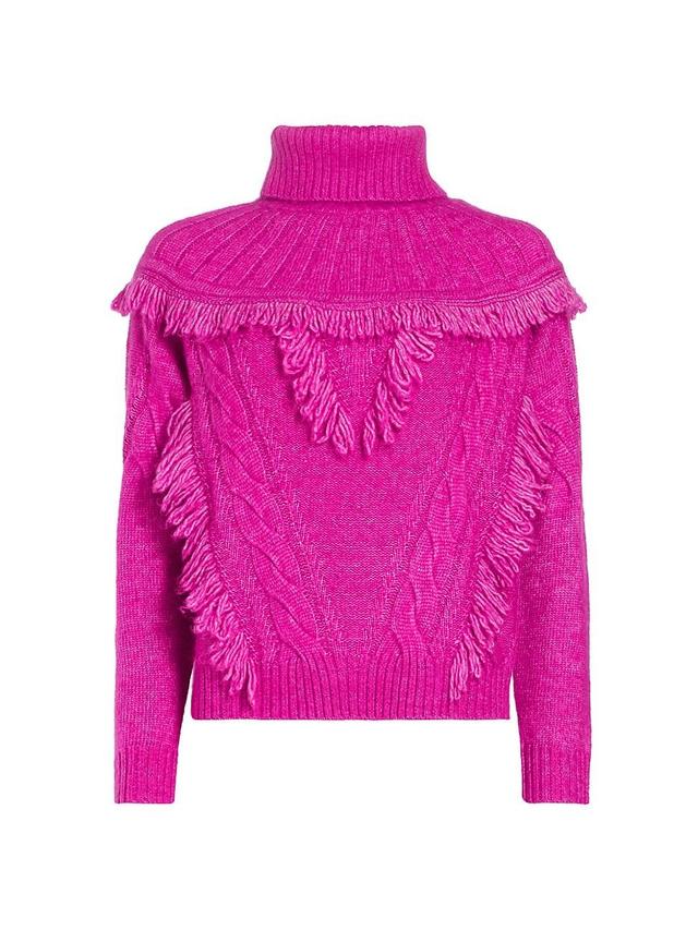 Womens Mya Fringe Cable-Knit Sweater Product Image