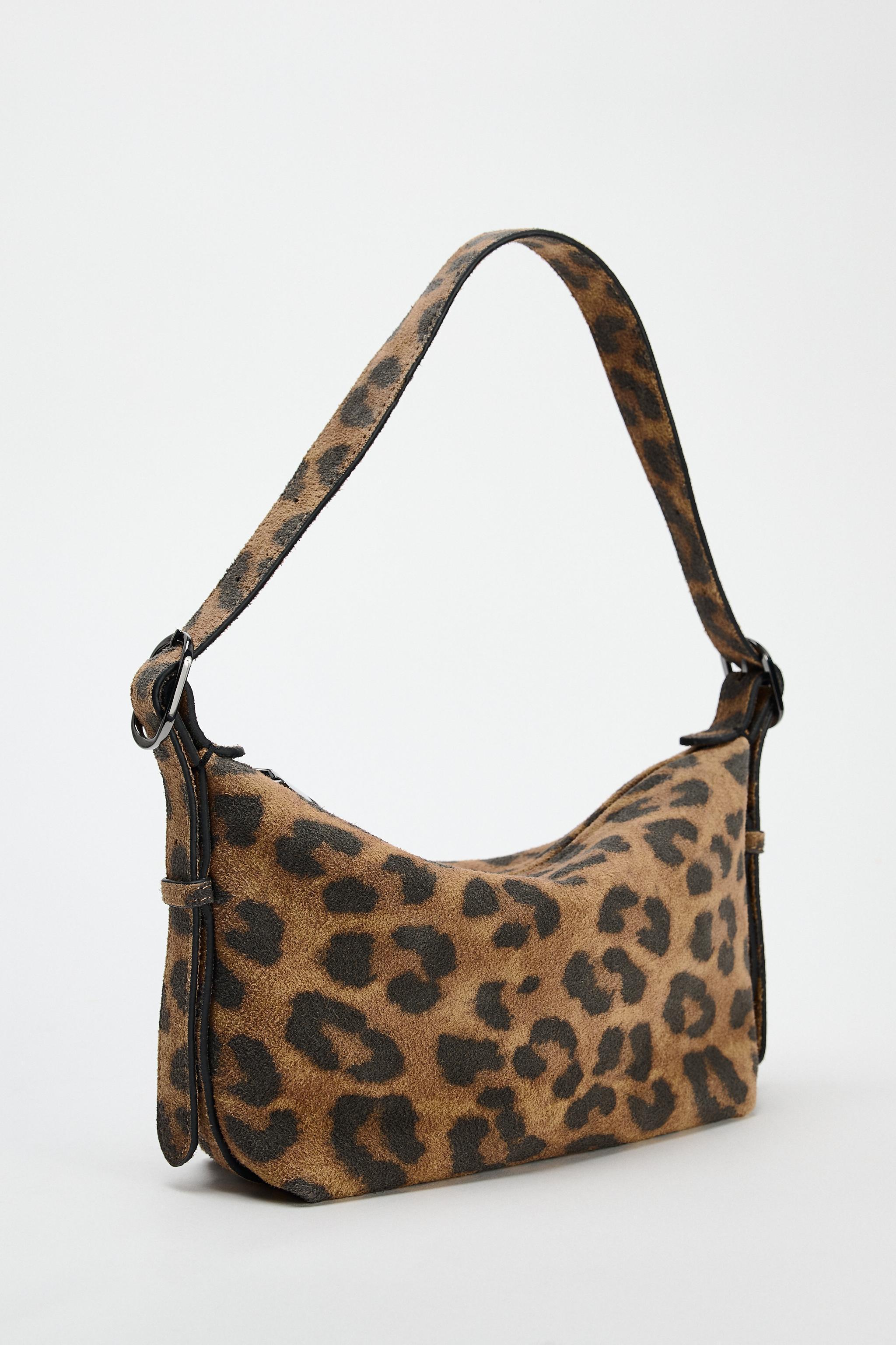 LEATHER ANIMAL PRINT SHOULDER BAG Product Image