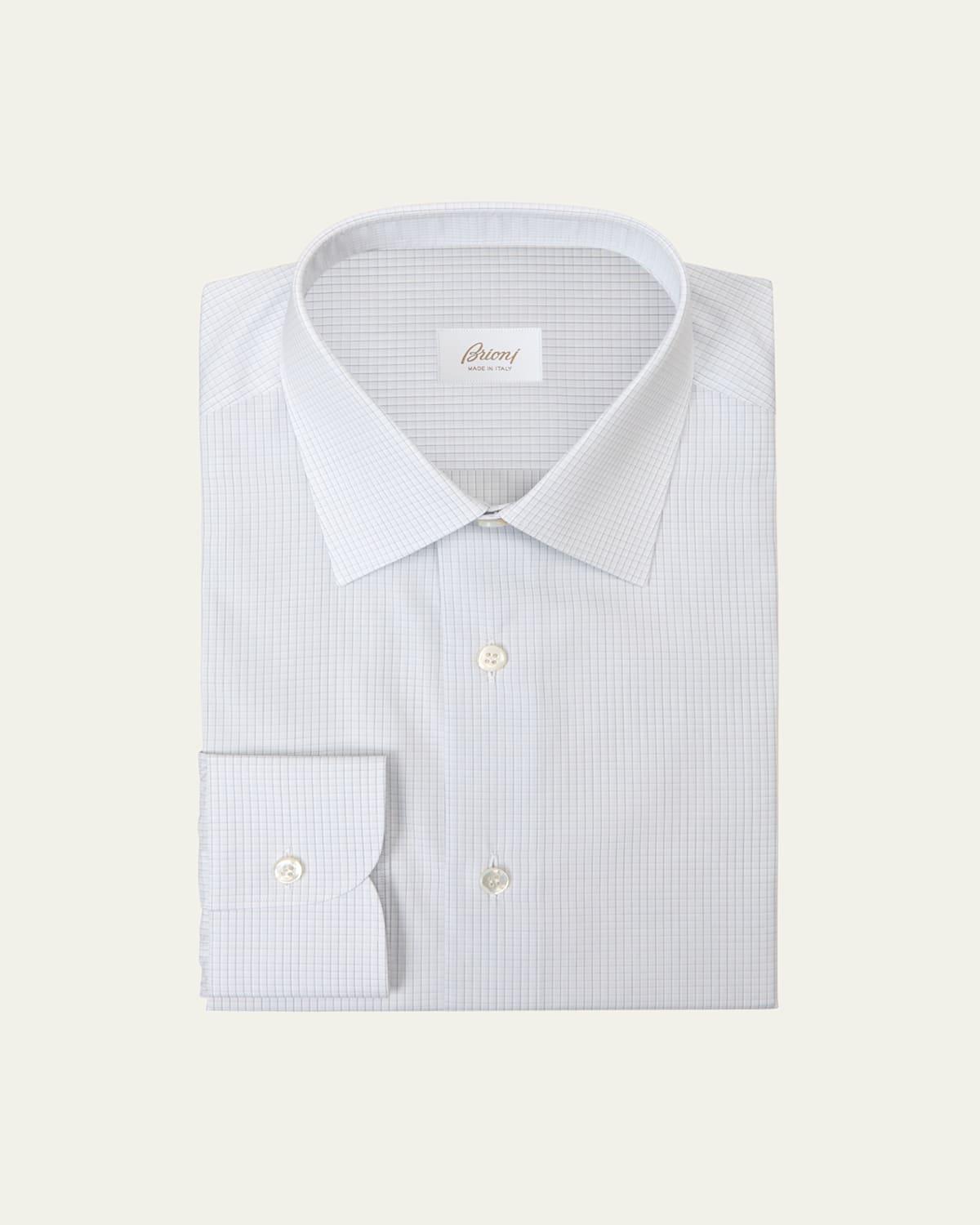 Mens Cotton Graph Check Dress Shirt Product Image