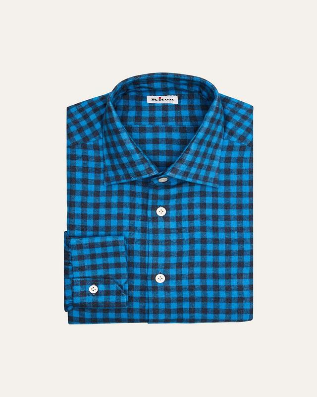 Mens Check Flannel Casual Button-Down Shirt Product Image