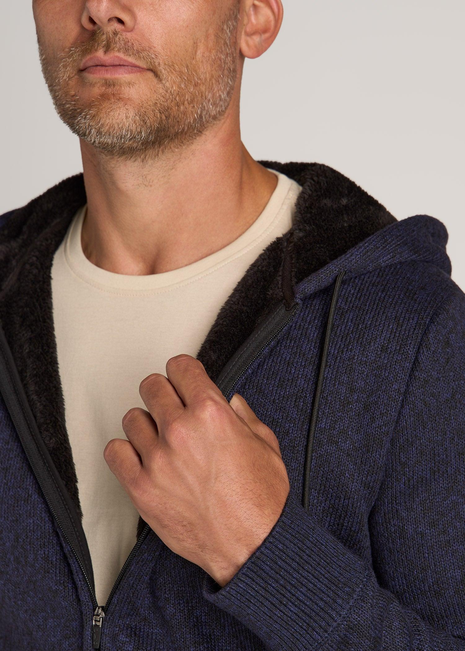 Hooded Sherpa Sweater for Tall Men in Patriot Blue Product Image