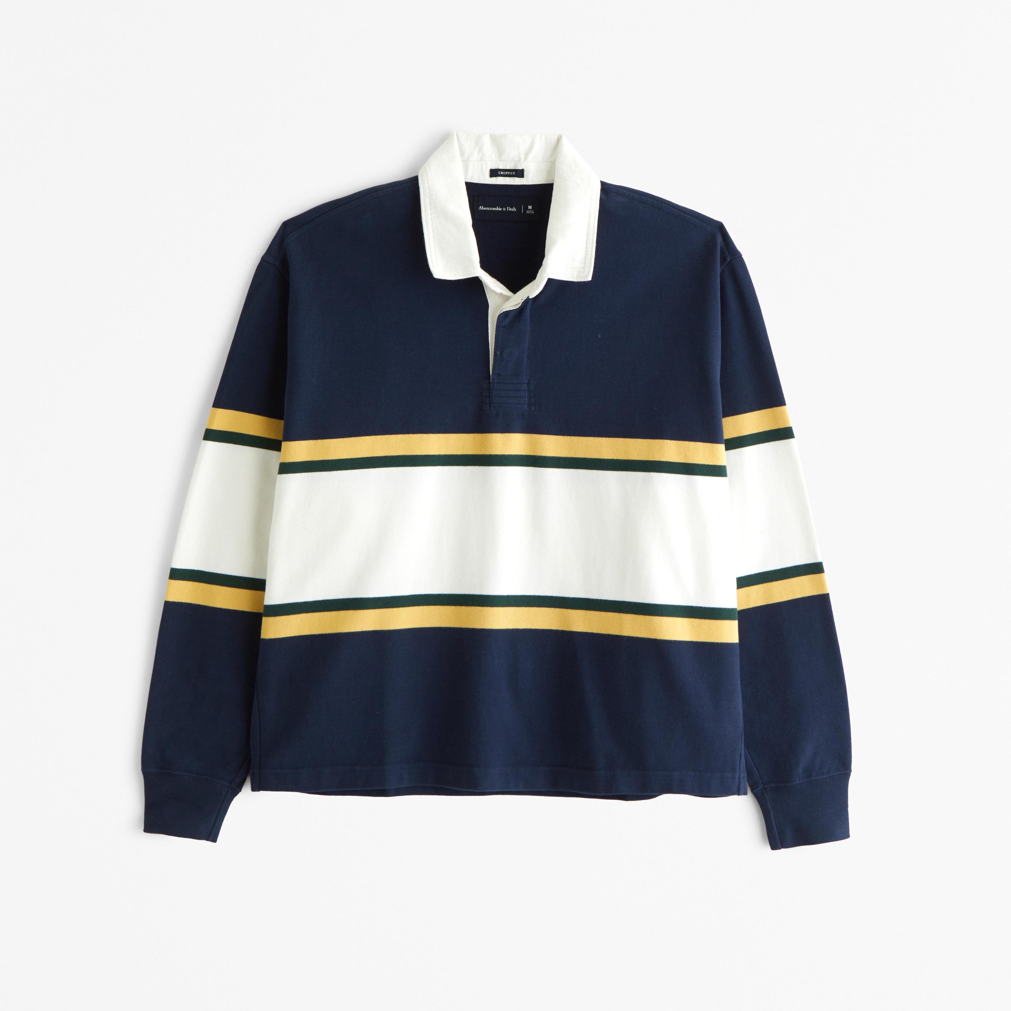 Long-Sleeve Cropped Rugby Polo Product Image