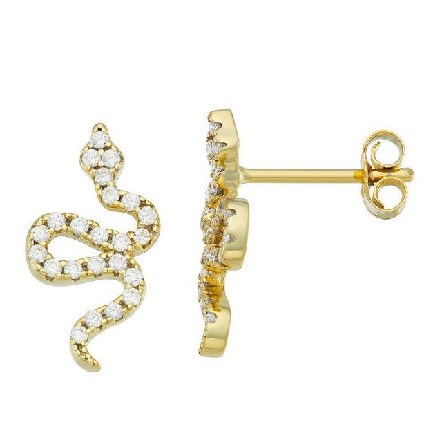 Contessa Di Capri 18k Gold Over Silver Cubic Zirconia Snake Earrings, Womens, Gold Tone Clear Product Image