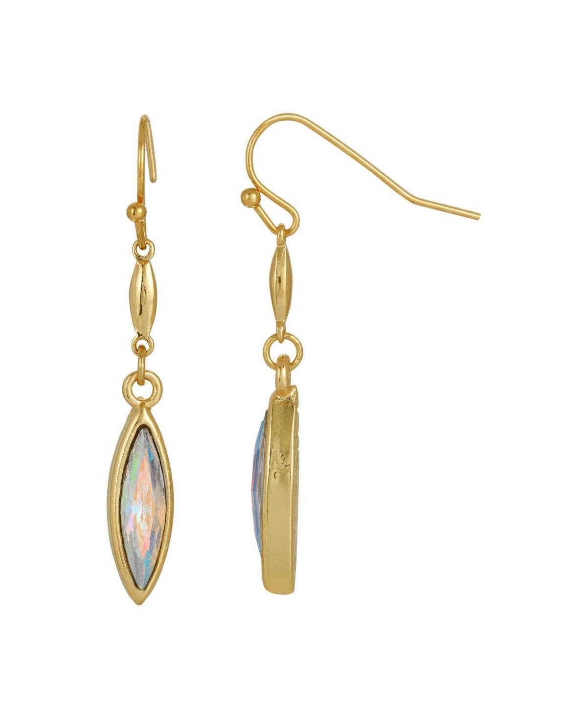 1928 Gold Tone Crystal Navette Drop Earrings, Womens, Aurore Boreale Product Image