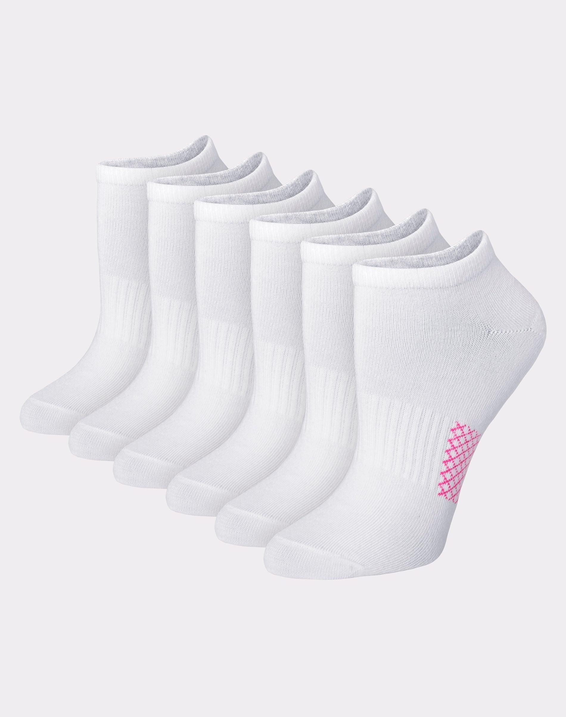 Hanes X-Temp Womens Performance No Show Socks, 6-Pairs White w/Color Mesh 5-9 Product Image