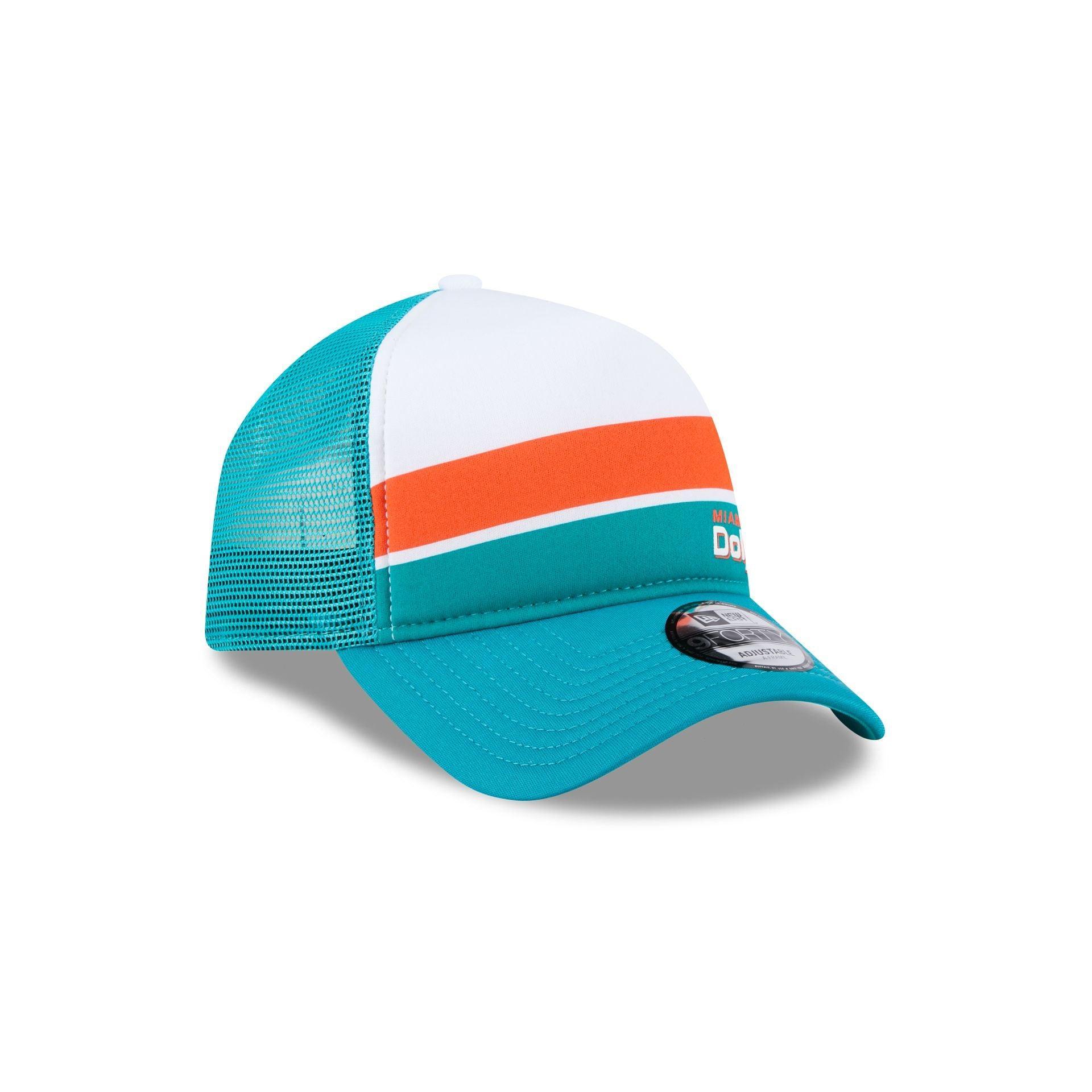 Miami Dolphins Color Block 9FORTY A-Frame Trucker Snapback Hat Male Product Image