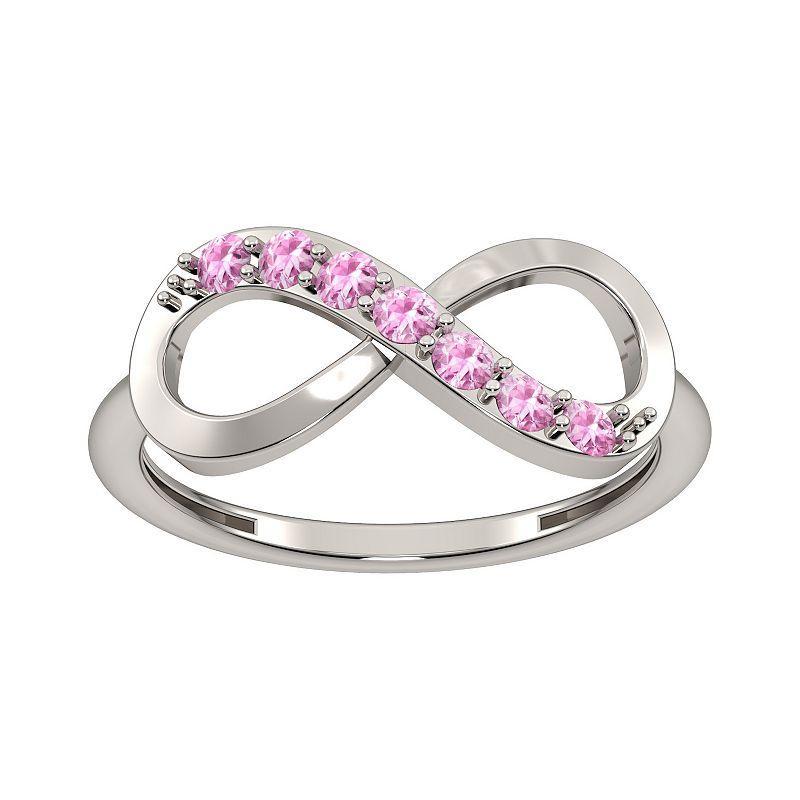 Sterling Silver Lab-Created Pink Sapphire Infinity Right Hand Ring, Womens Product Image