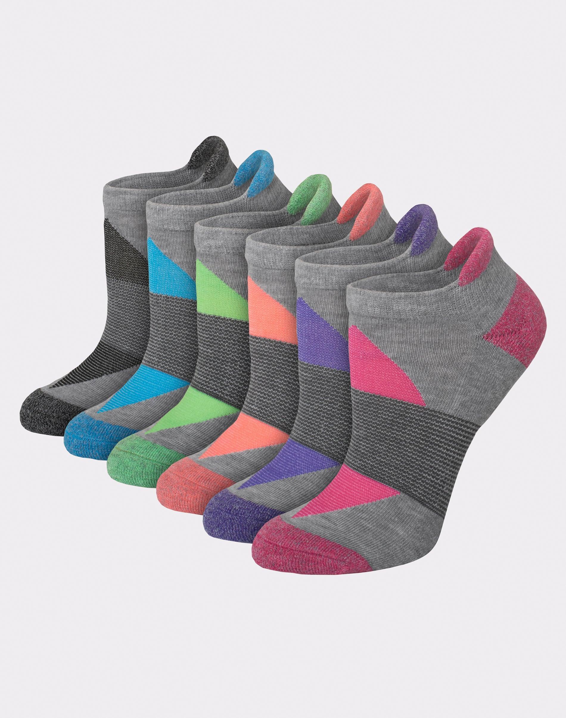 Hanes Womens Performance Heel Shield Socks, Cushioned, 6-Pairs Black/Assorted Color 5-9 Product Image