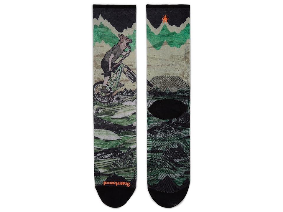 Smartwool Bike Zero Cushion Wolf Print Crew Socks (Natural) Men's No Show Socks Shoes Product Image