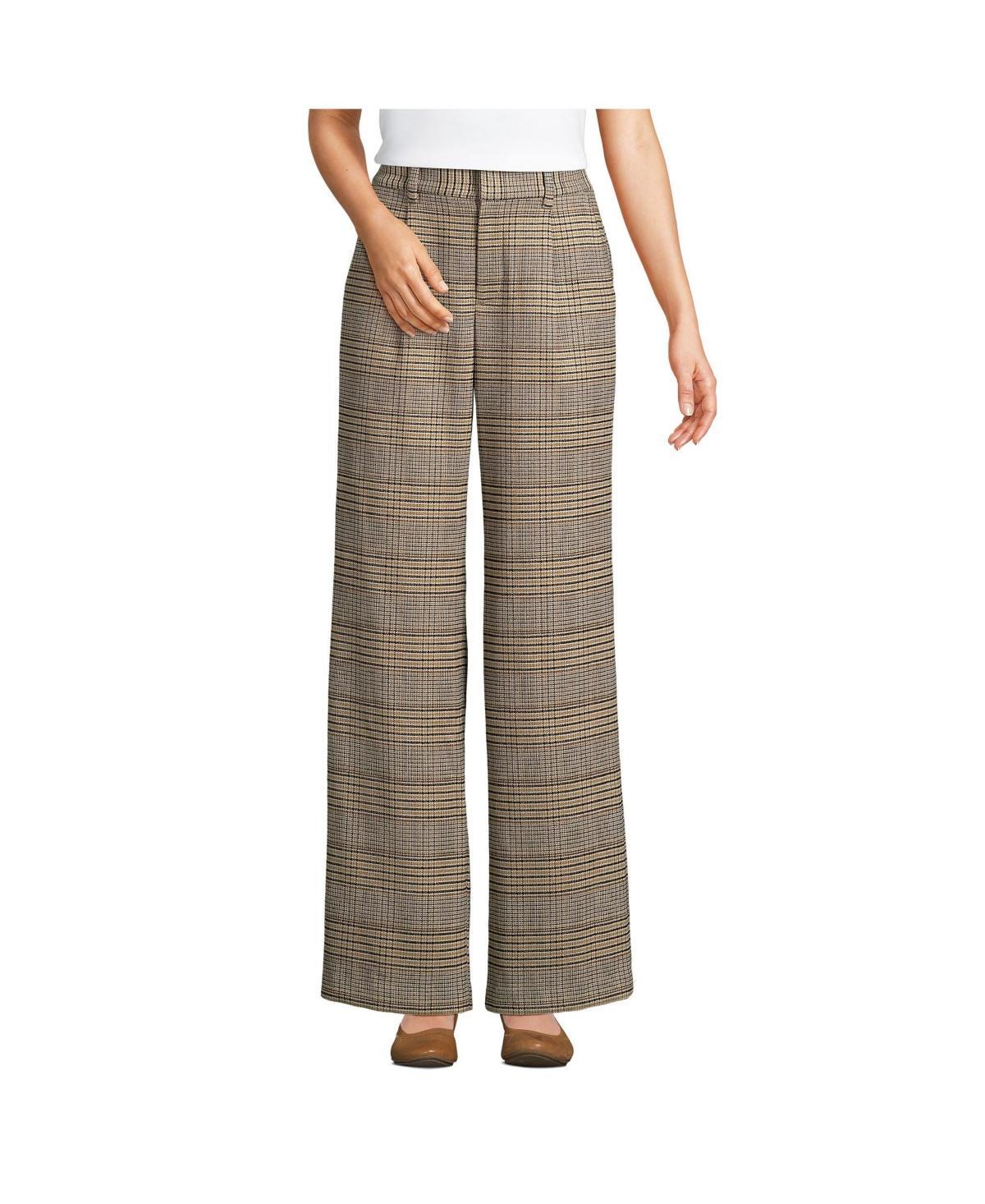 Womens Lands End Flannel High Waist Pleated Wide Leg Pants Product Image