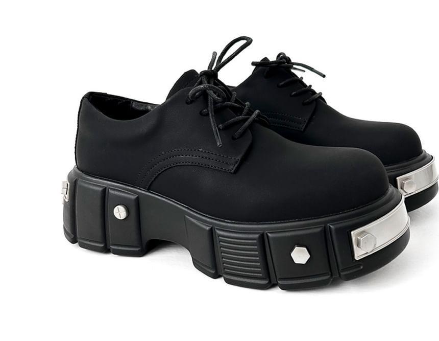 Lace-Up Platform Derby Shoes Product Image