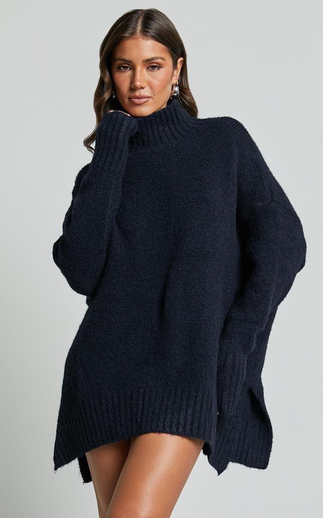 Luella Jumper - Oversized Turtle Neck Jumper in Navy Product Image