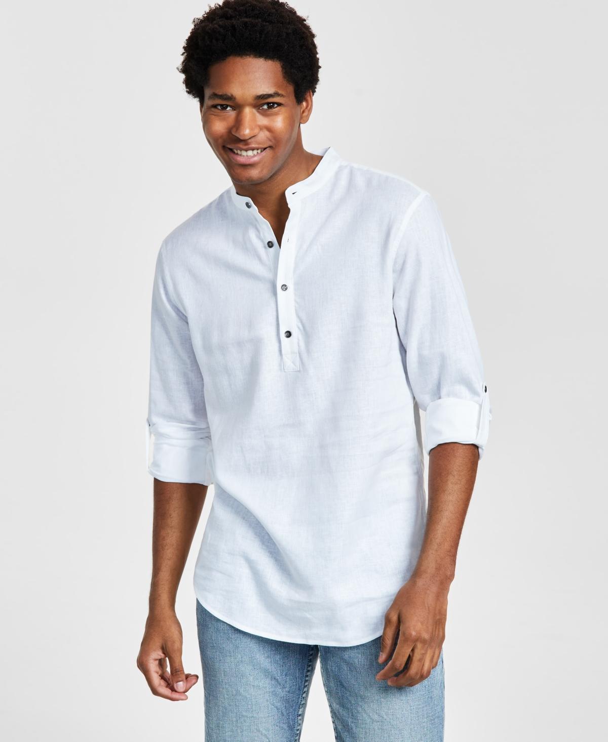 I.n.c. International Concepts Mens Regular-Fit Linen Popover Shirt, Created for Macys Product Image