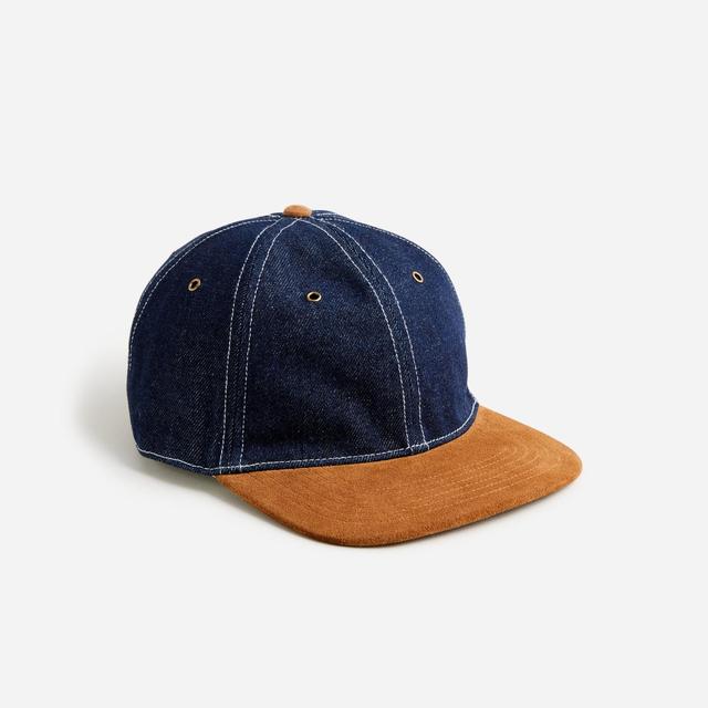 Denim baseball cap with suede brim Product Image