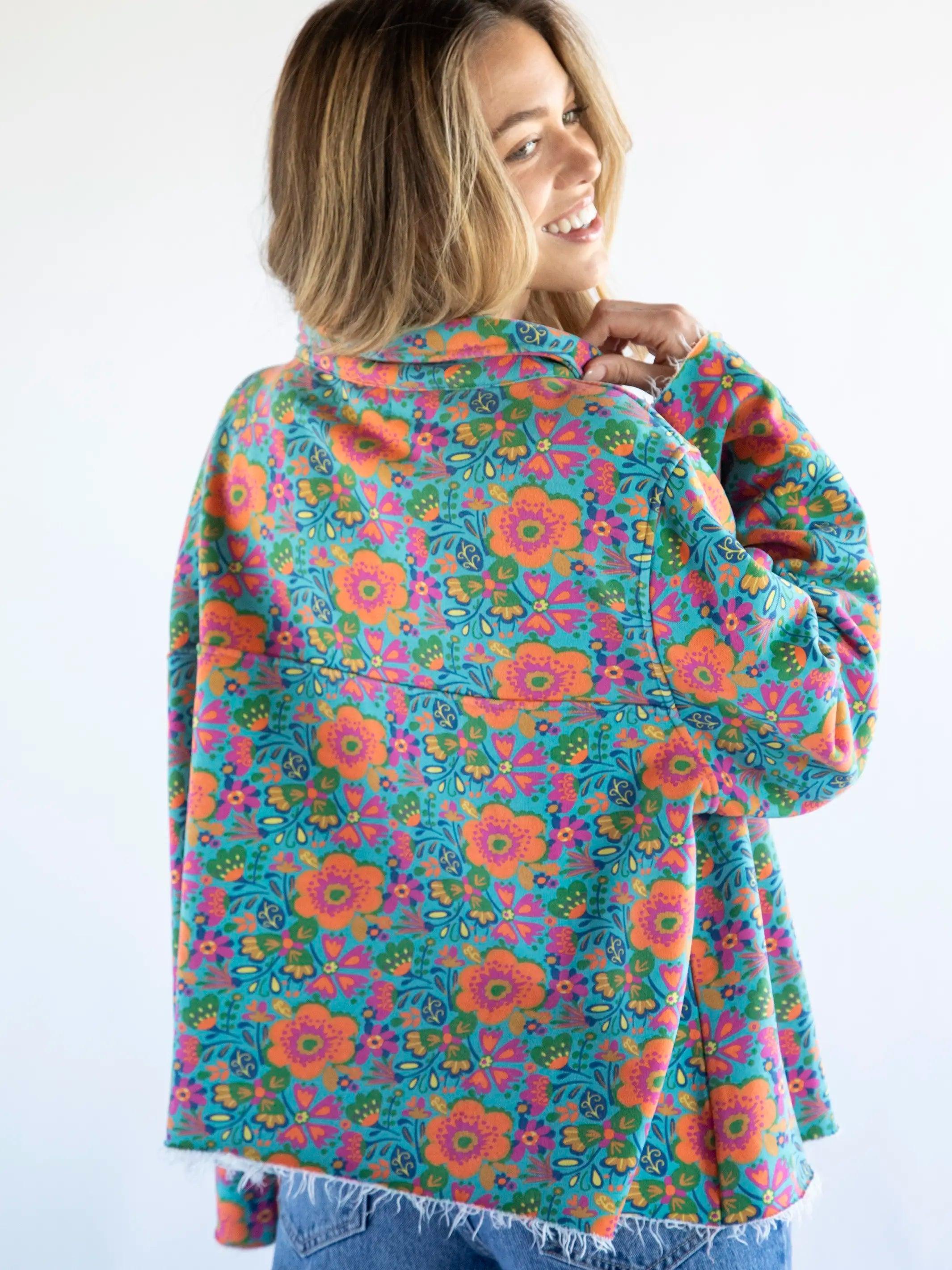 Easy Does It Sweatshirt - Doodle Floral Turquoise Product Image