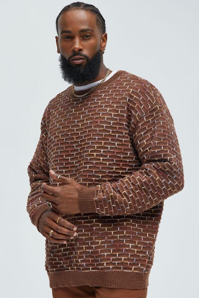 Know Your Worth Textured Sweater - Brown Combo Product Image