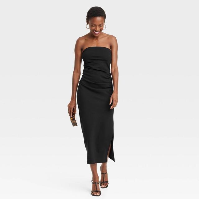 Women's Knit Midi Dress - A New Day™ Black S Product Image