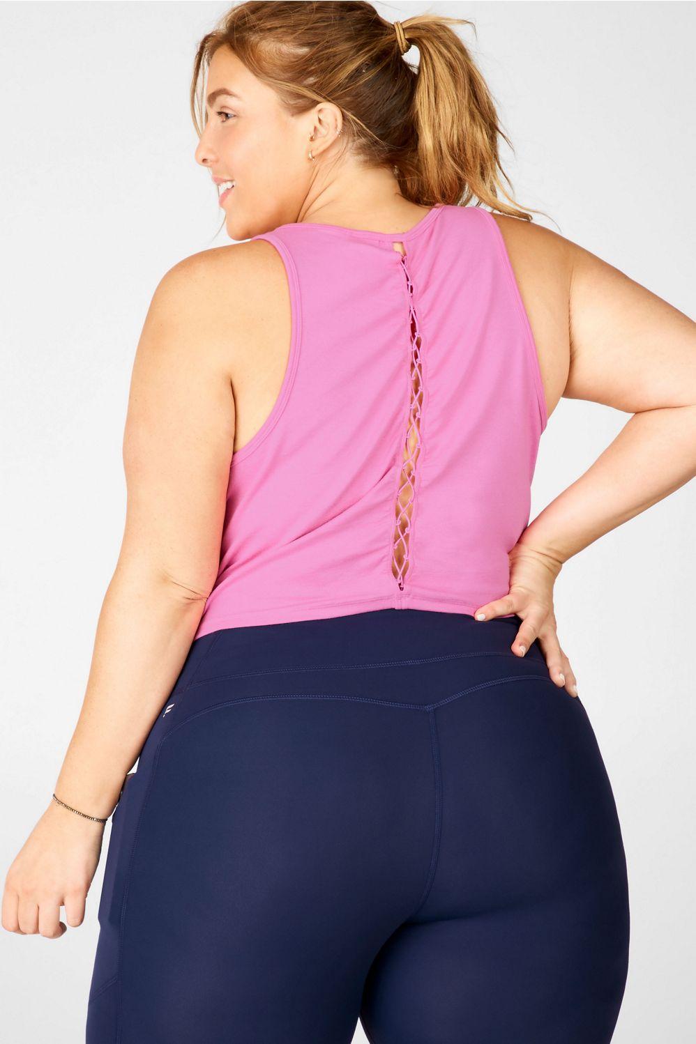 Fabletics Bree Lace Up Tank Womens pink plus Size 4X Product Image