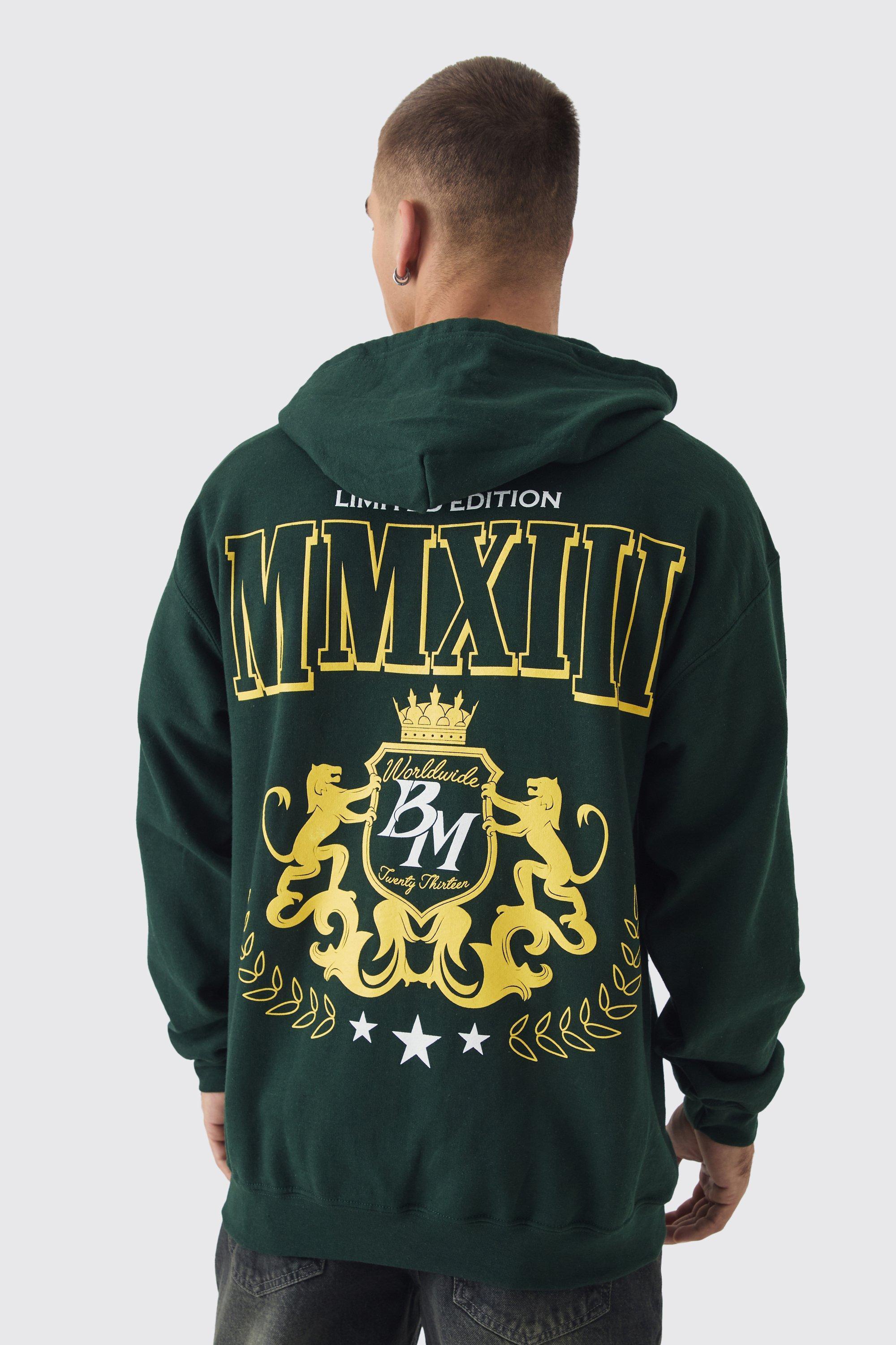 MMXII Back Print Zip Through Hoodie | boohooMAN USA Product Image