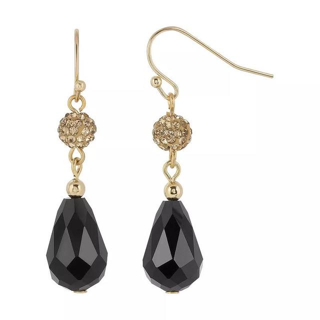 1928 Two Tone Bead Drop Earrings, Womens, Black Product Image