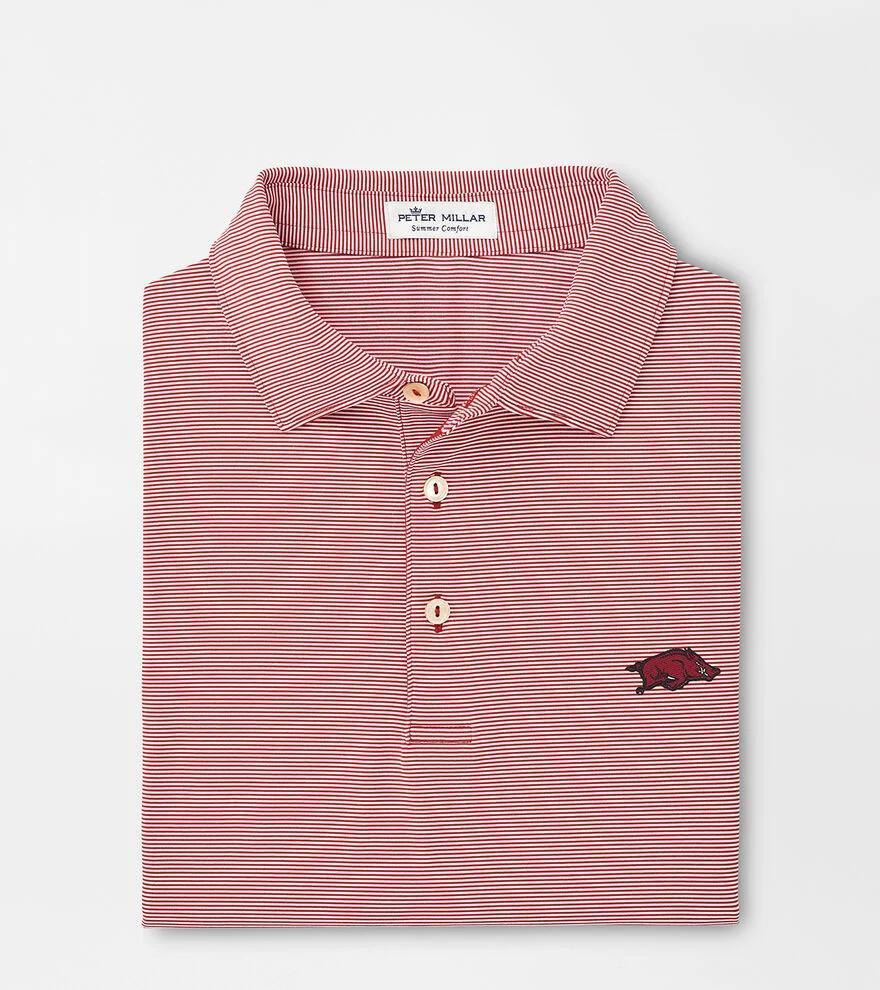 Peter Millar Mens Arkansas Jubilee Stripe Performance Polo | Color: Crimson | Size: 3XL Product Image