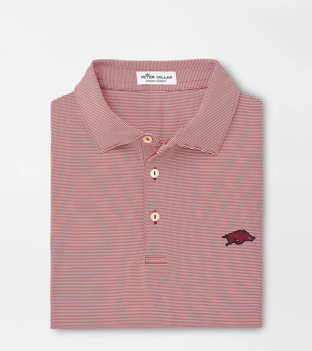 Peter Millar Mens Arkansas Jubilee Stripe Performance Polo | Color: Crimson | Size: 3XL Product Image