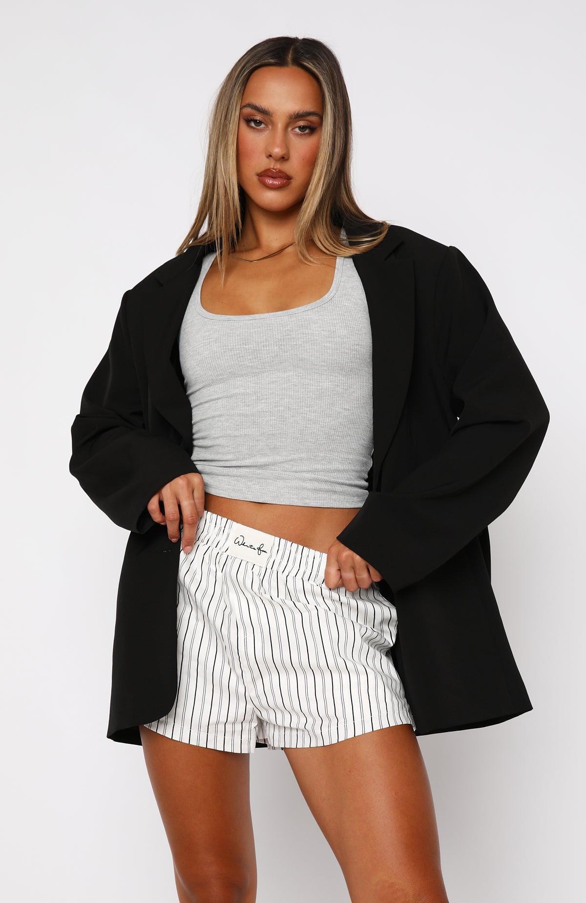 Work With It Striped Shorts White Product Image