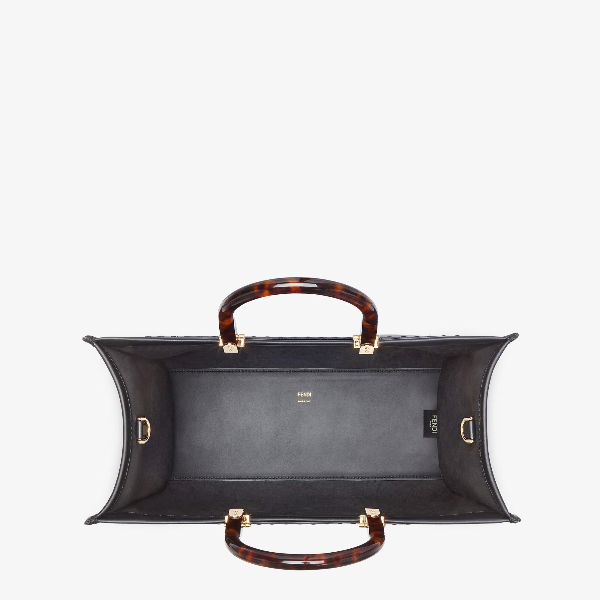 Fendi Sunshine MediumBlack leather shopper Product Image