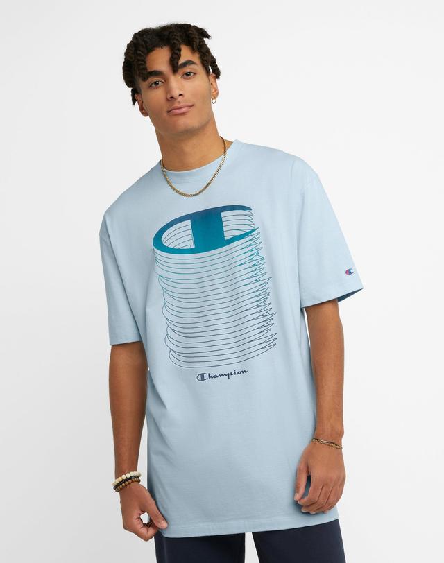 Mens Champion Big & Tall Classic Graphic Tee, Stacked C Logos Refine Sky Blue 2XB Product Image