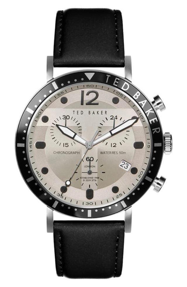 Men's Marteni Chronograph Black Leather Strap Watch 46mm Product Image