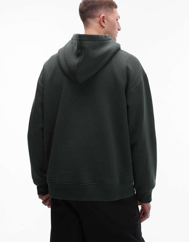 Topman oversized hoodie in dark green Product Image