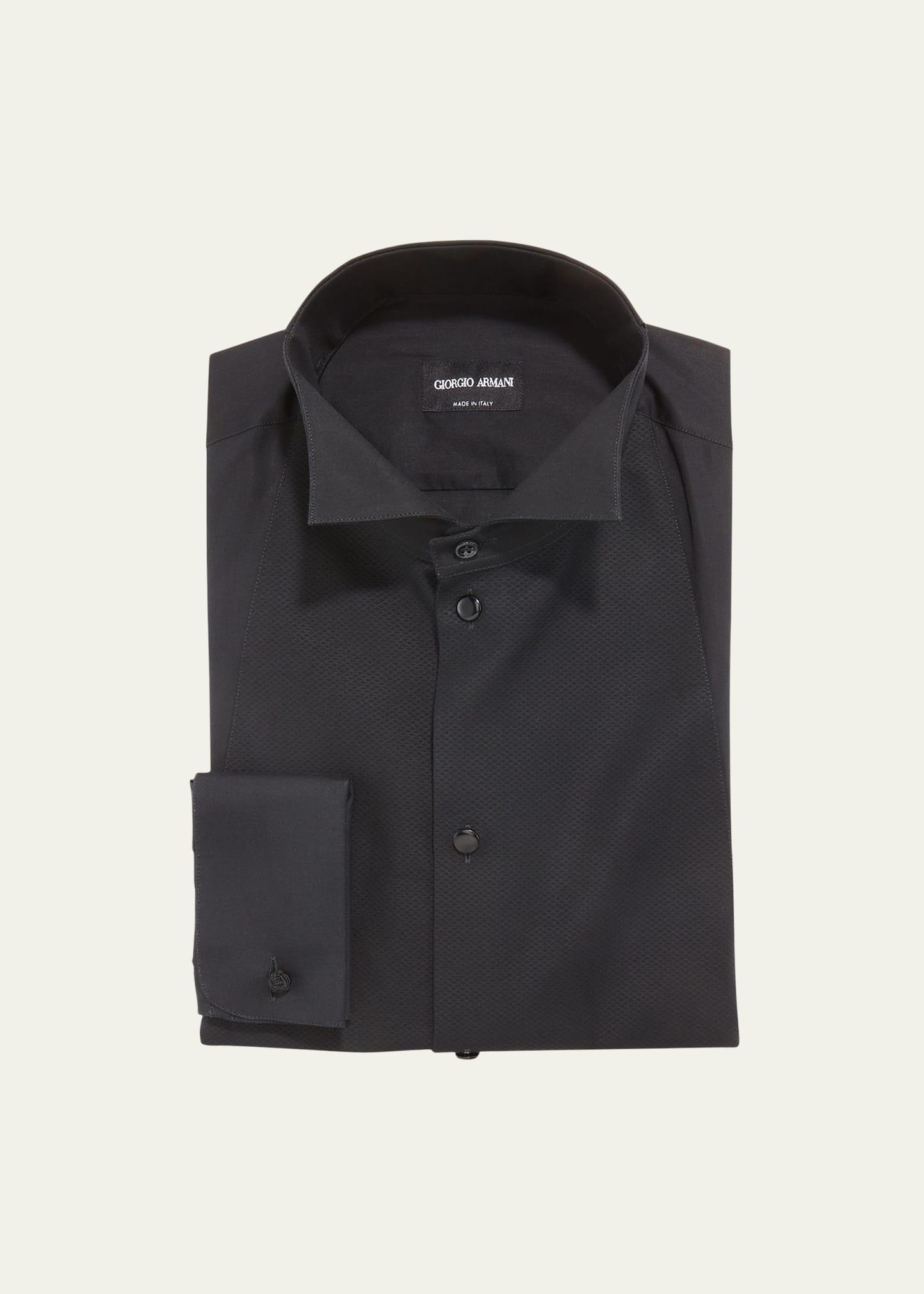 Giorgio Armani Men's Bib-Front Formal Dress Shirt - Size: 38 EU (15 US) - BLACK Product Image