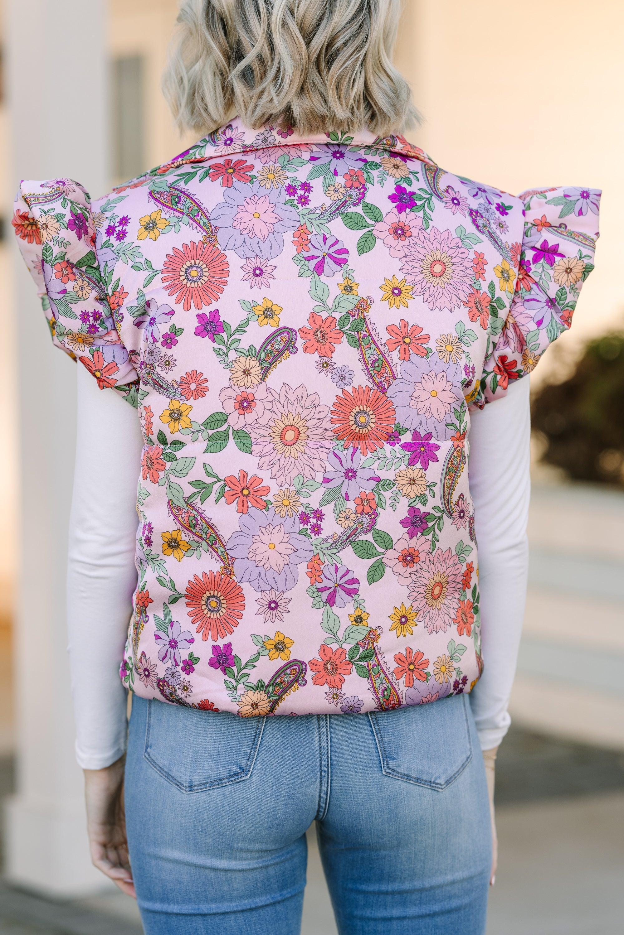 Be True To You Blush Pink Floral Vest Female Product Image