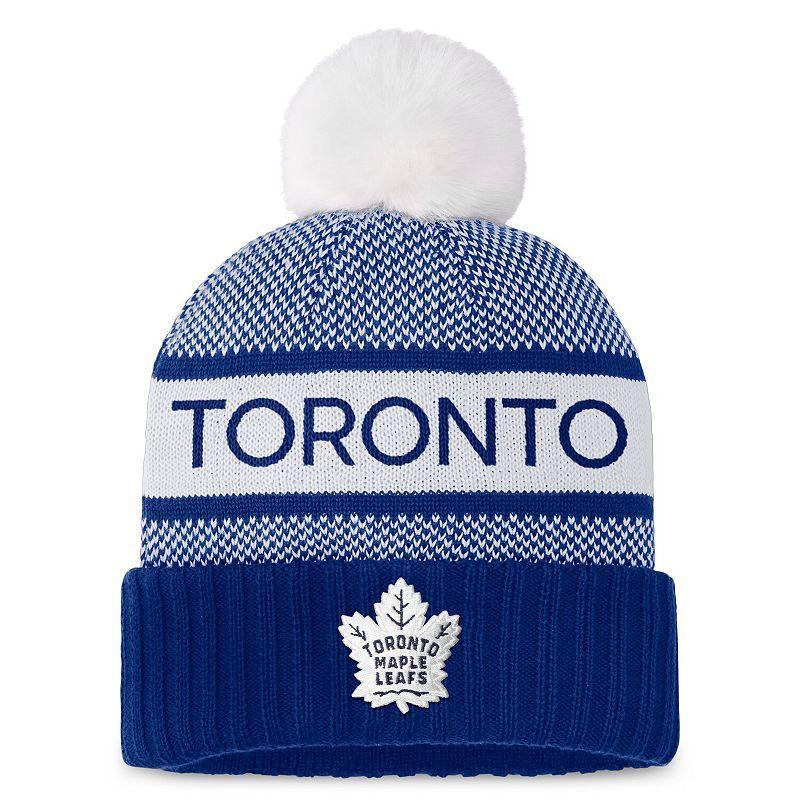 Womens Fanatics Branded Blue/White Toronto Maple Leafs Authentic Pro Rink Cuffed Knit Hat with Pom Product Image