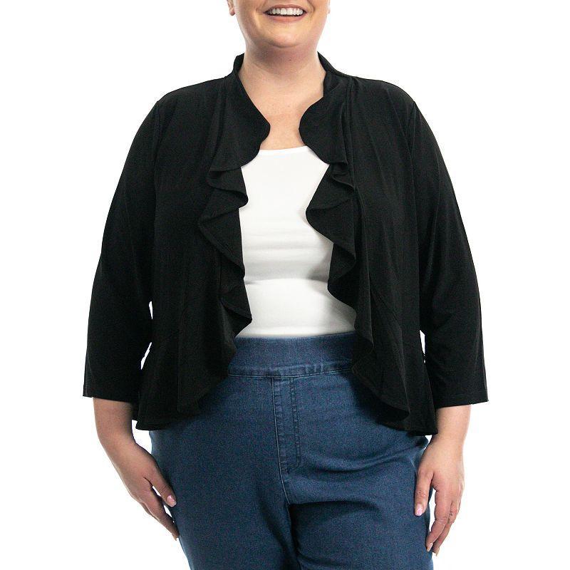 Plus Size Nina Leonard Simulated Pearl Back Bolero Cardigan, Womens Product Image