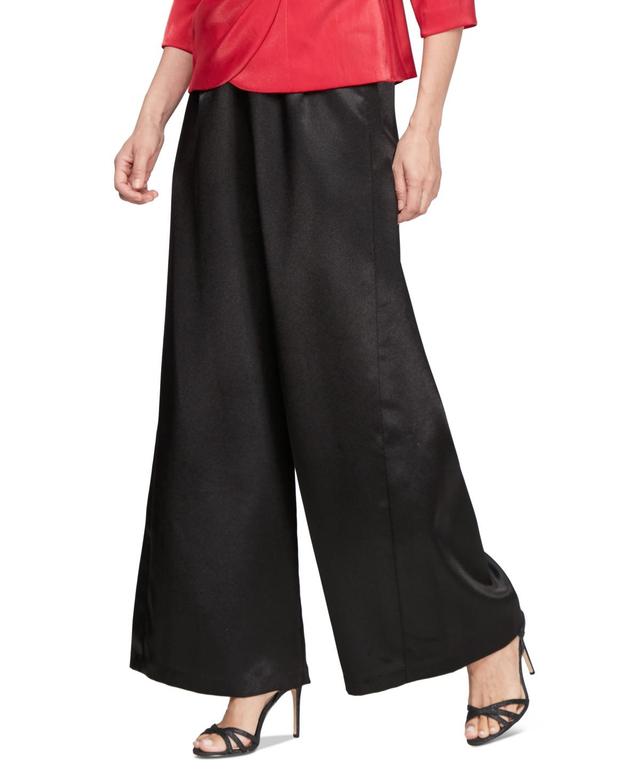 Alex Evenings Womens High Rise Wide-Leg Satin Pants Product Image