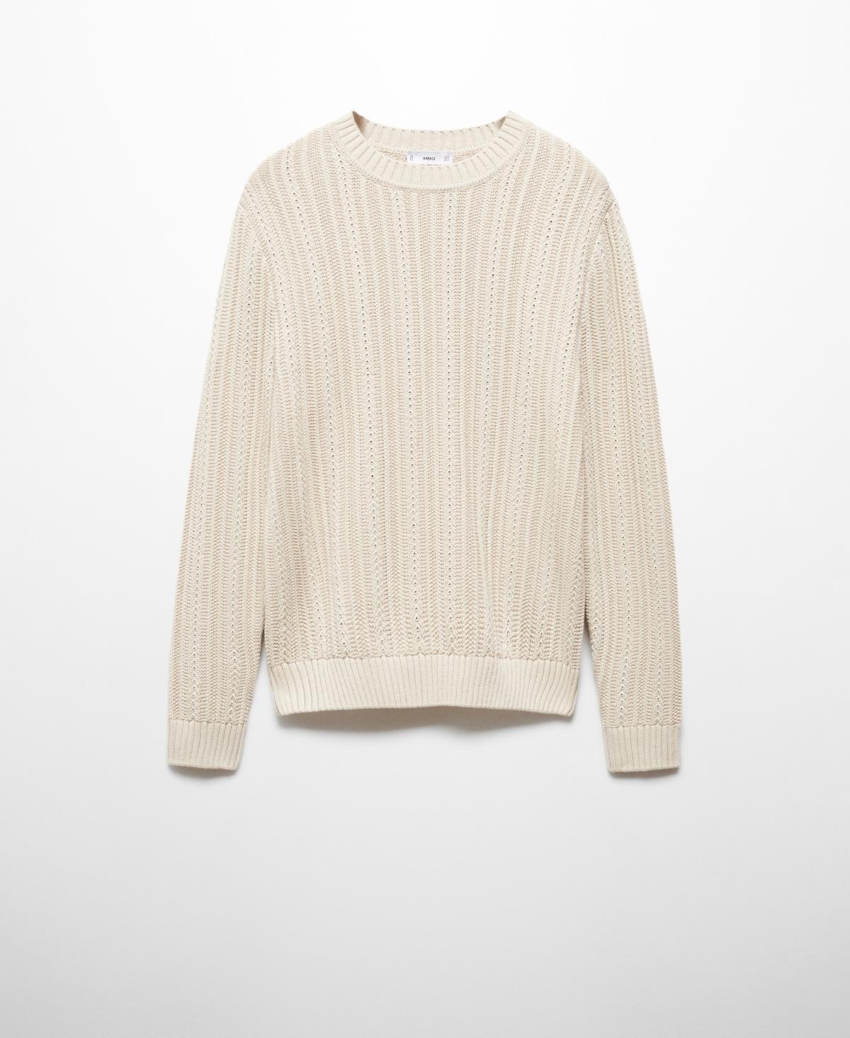 MANGO MAN - Contrasting knit sweater ice greyMen Product Image