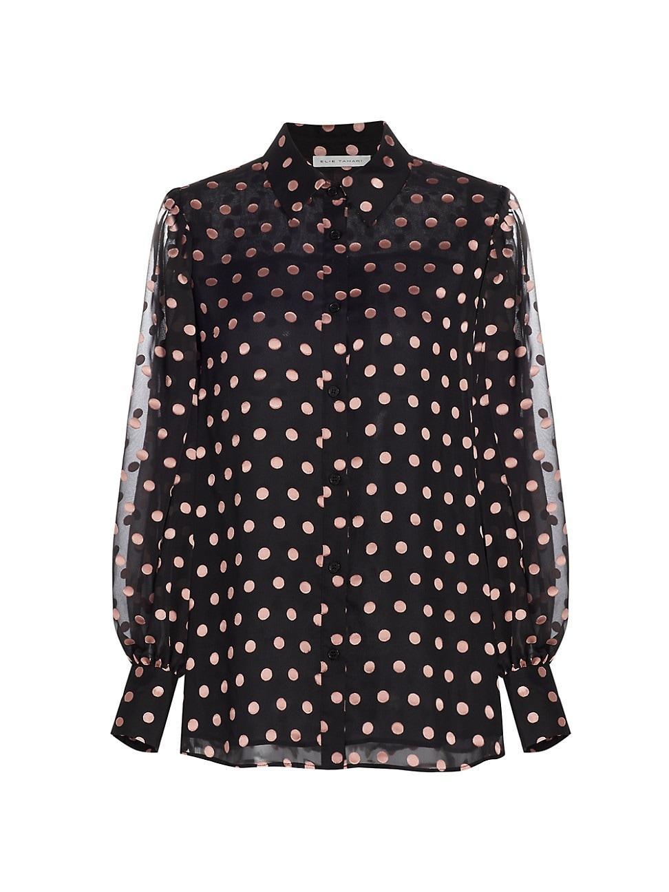 Womens The Marie Burnout Polka Dot Silk-Blend Blouse Product Image