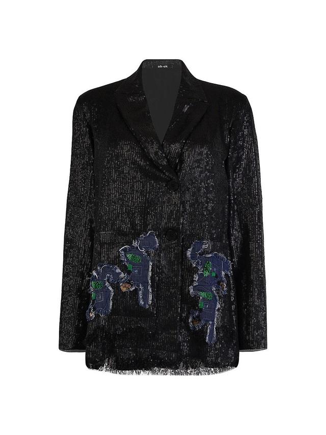 Womens Sequined Single-Breasted Blazer Product Image