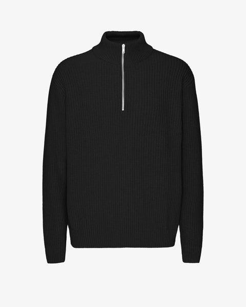 Merino Quarter Zip - Deep Black Product Image