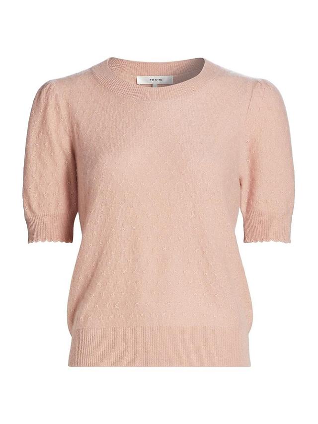 Womens Pointelle Puff-Sleeve Sweater Product Image