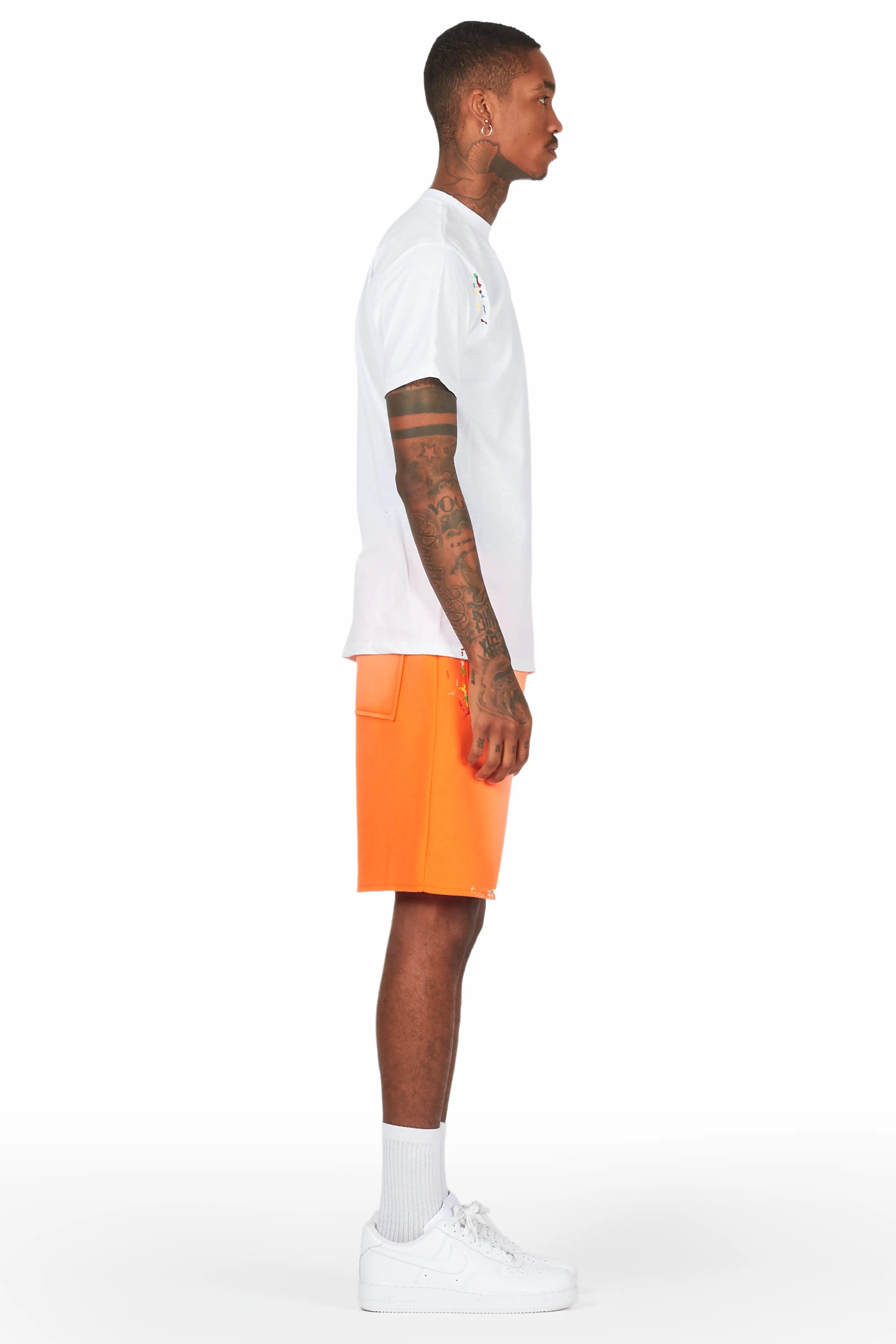 Rockstar Art Dist. White/Orange T-Shirt Short Set Male Product Image