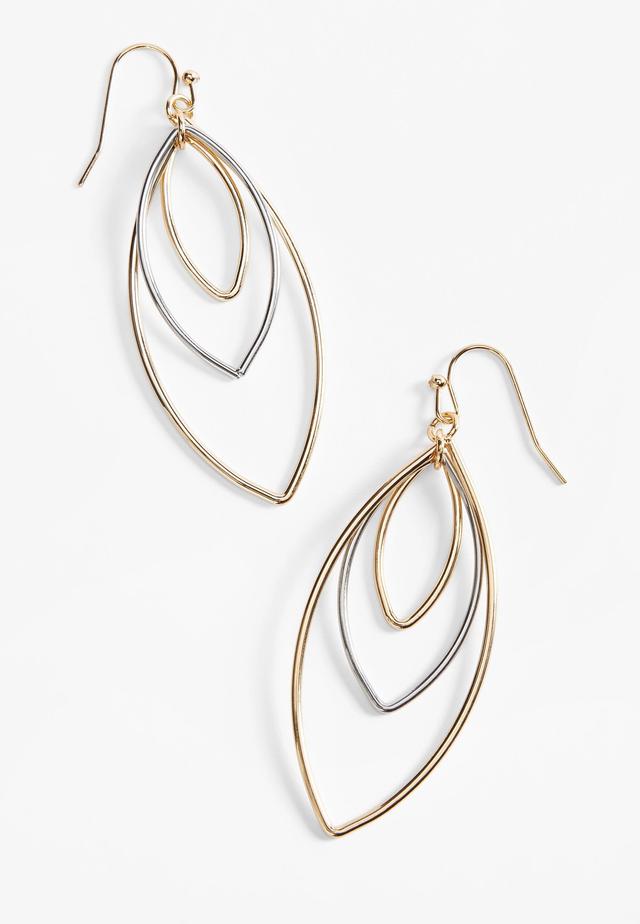 Mixed Metal Triple Teardrop Earrings Product Image