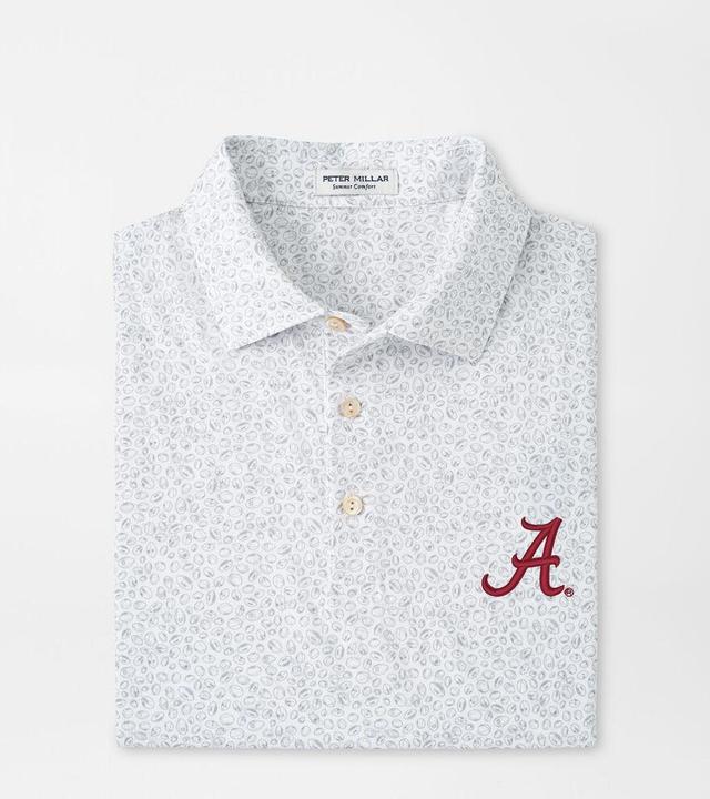 Peter Millar Mens Alabama Blitz Performance Jersey Polo | Color: White / Gale Grey | Size: 3XL Product Image