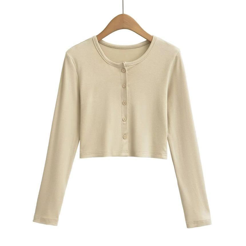 Set: Plain Cami Top + Button-Up Cardigan Product Image