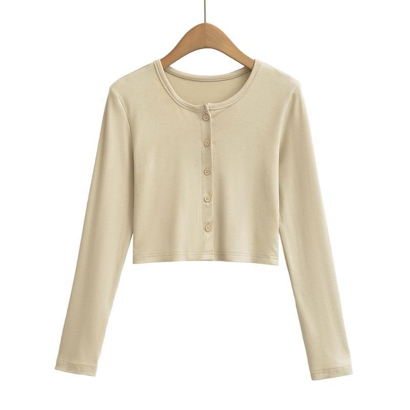 Set: Plain Cami Top + Button-Up Cardigan Product Image