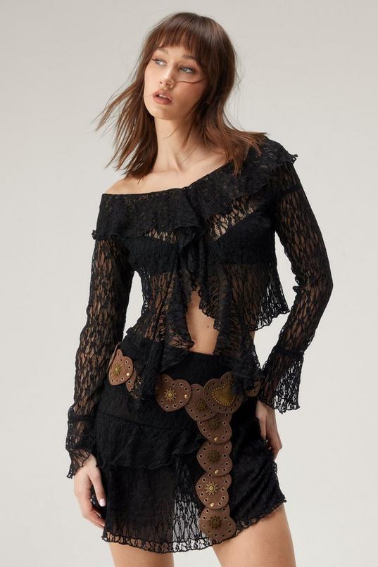 Lace Frill Detail Long Sleeve Top product image