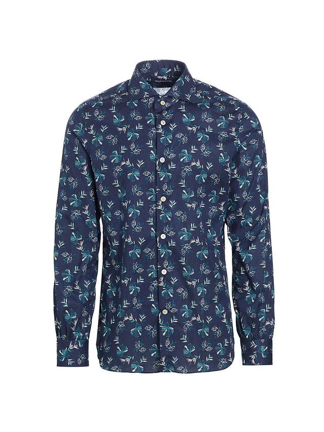 Mens Floral Cotton Button-Front Shirt Product Image