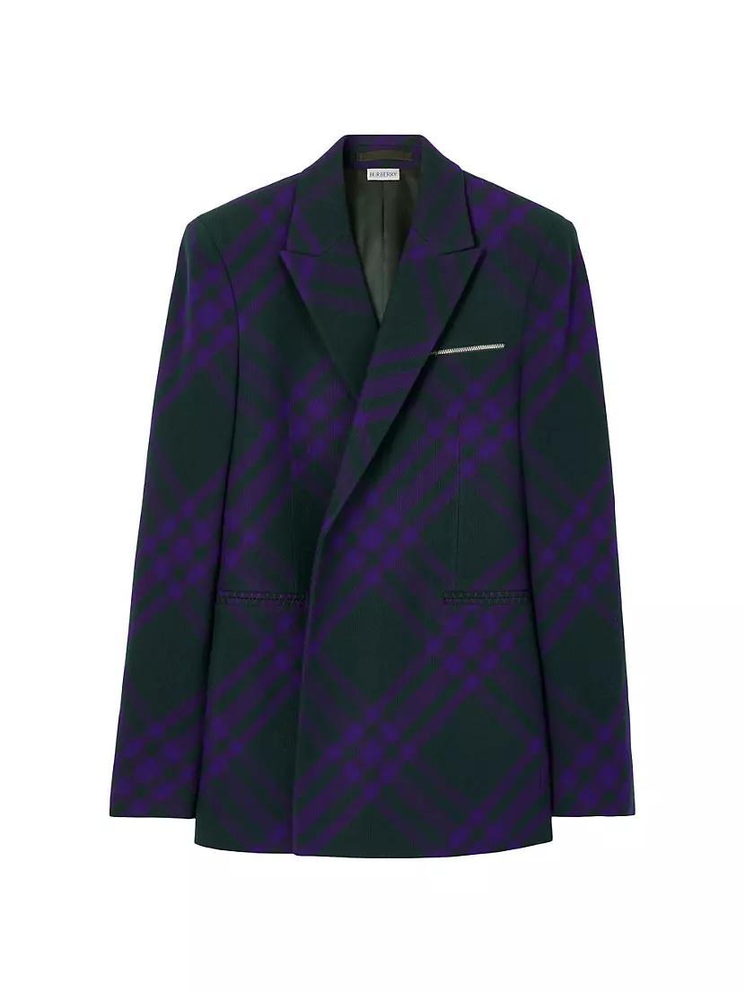 Check Wool Double-Breasted Sports Jacket Product Image