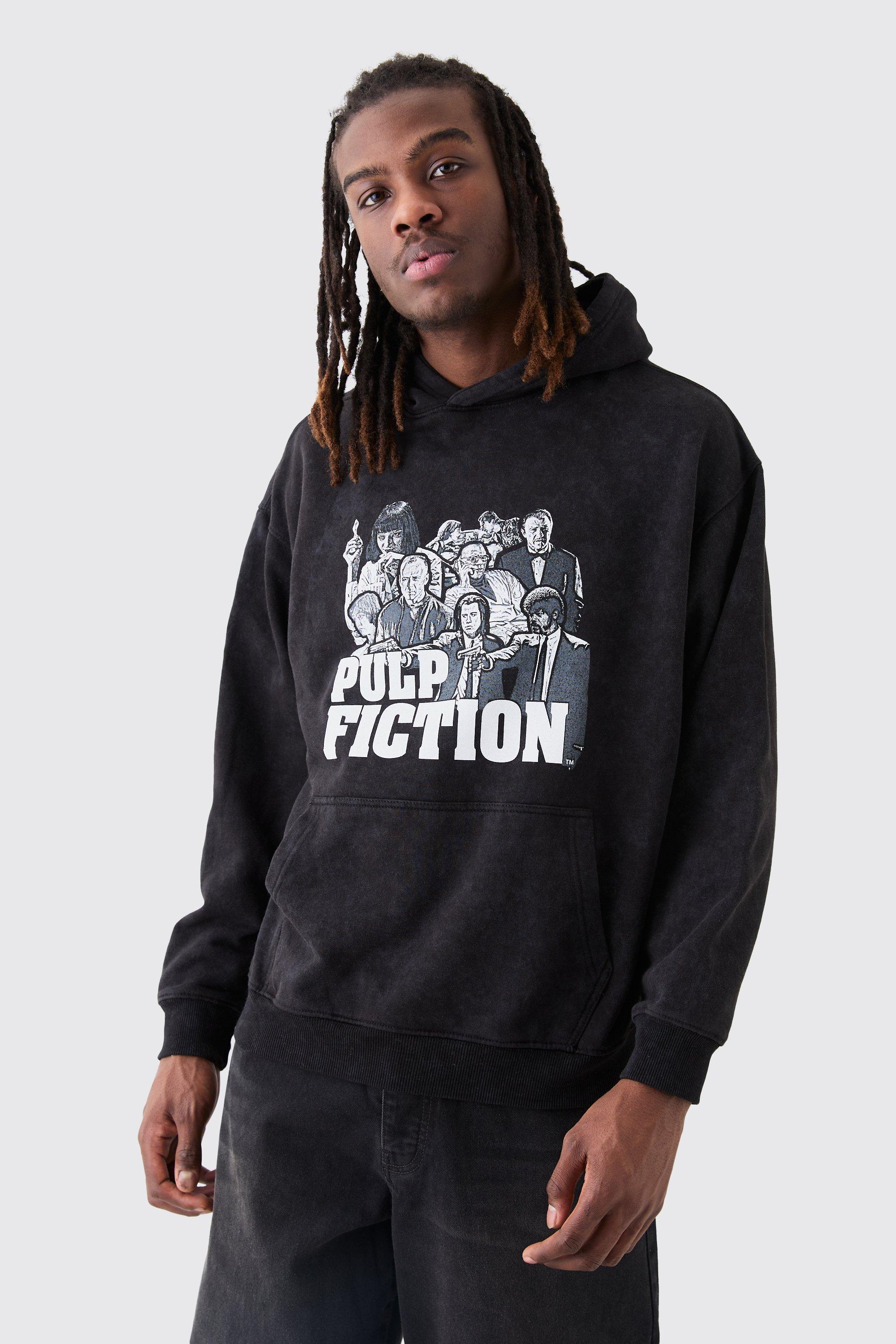 Oversized Pulp Fiction Wash License Hoodie | boohooMAN USA Product Image